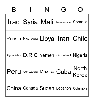 Donroe Doctrine Bingo Card