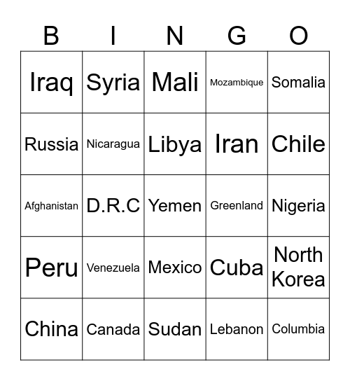 Donroe Doctrine Bingo Card