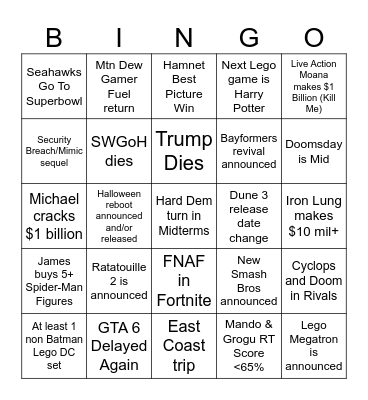 2026 Bingo Card