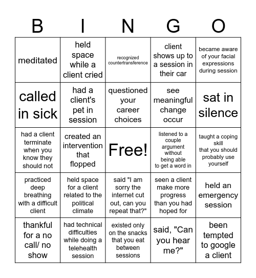 Saguaro Counseling Bingo Card