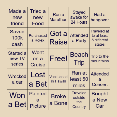2025 Overview Bingo Card
