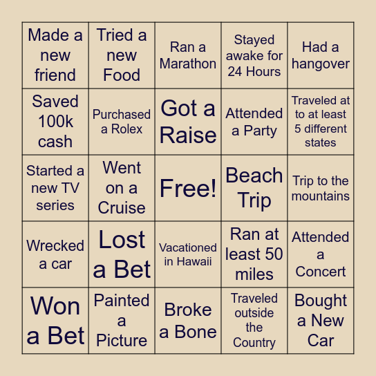2025 Overview Bingo Card