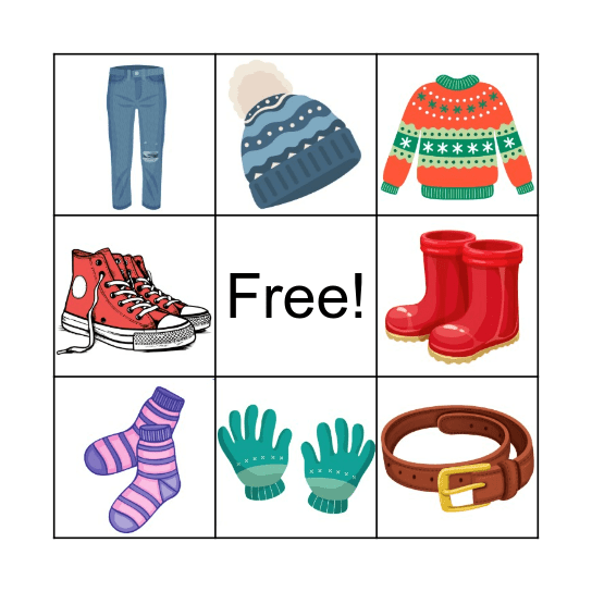 WINTER CLOTHES Bingo Card