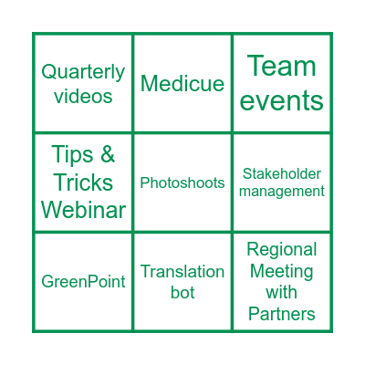 Achievement Bingo - Comms team day Bingo Card