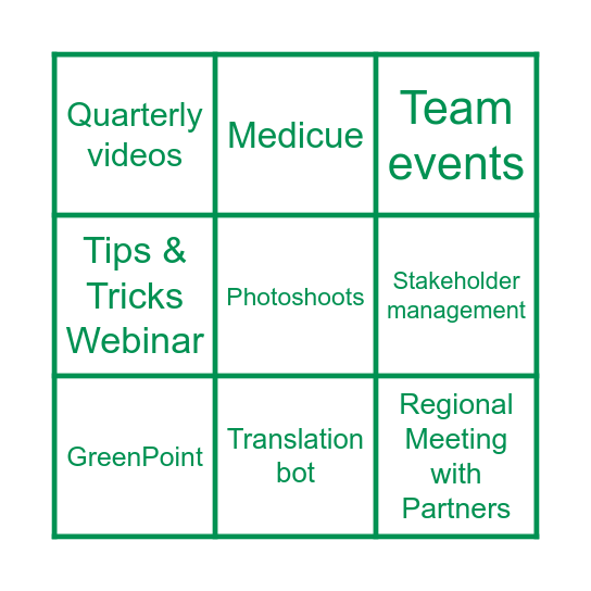 Achievement Bingo - Comms team day Bingo Card