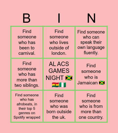 AL ACS Icebreaker 🧊 Bingo Card