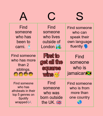 AL ACS ICEBREAKER 🧊 Bingo Card
