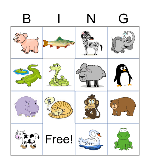 Animal Bingo Card