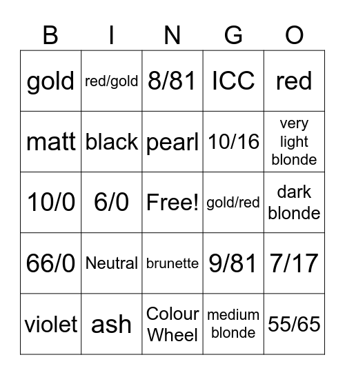 Colour Bingo! Bingo Card