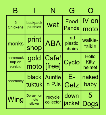Cambodia Bingo Card