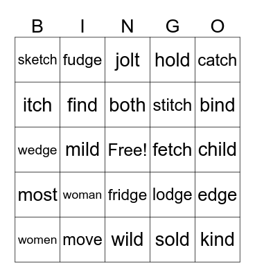 Lessons 71&72 Bingo Card