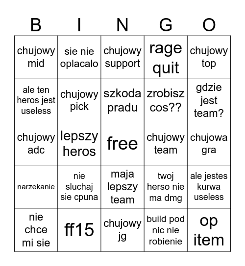 1 Bingo Card