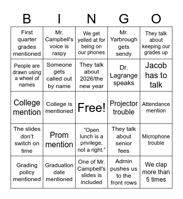 Town Hall Bingo 2.0 Bingo Card