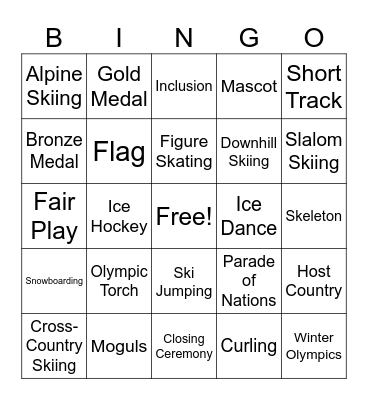 Olympics BINGO Card