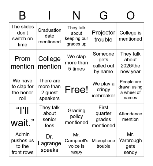 Town Hall Bingo 2.0 Bingo Card