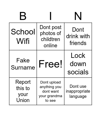 Professionalism Bingo Card