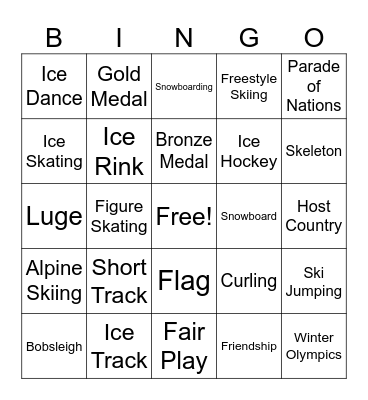 Olympics BINGO Card