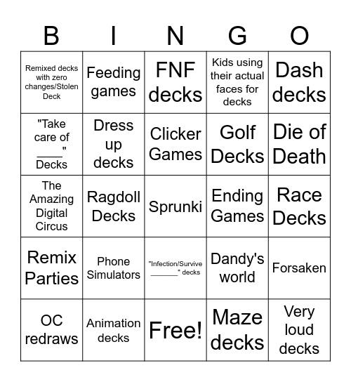 Castle Bingo Card
