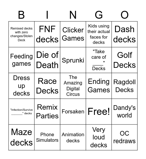 Castle Bingo Card