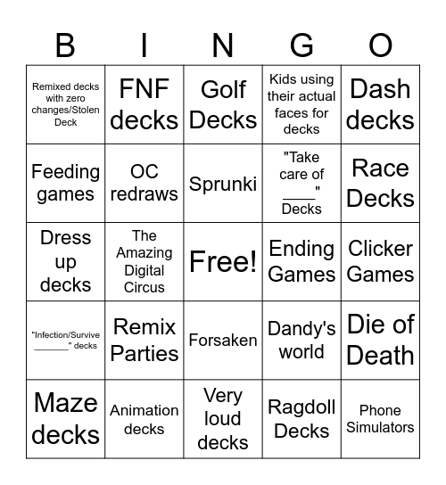 Castle Bingo Card