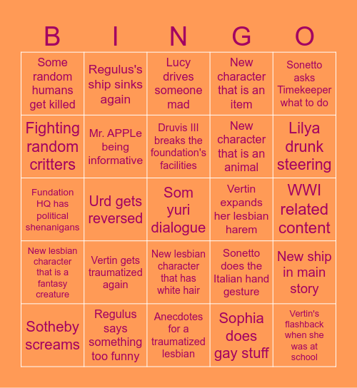 Reverse 1999 New Update Bingo Card