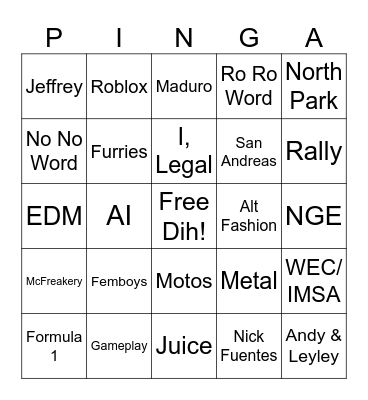 Marcos Bingo Card