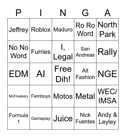 Marcos Bingo Card