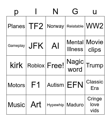 L Bingo Card
