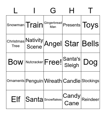 Christmas Lights Bingo Card