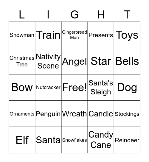 Christmas Lights Bingo Card