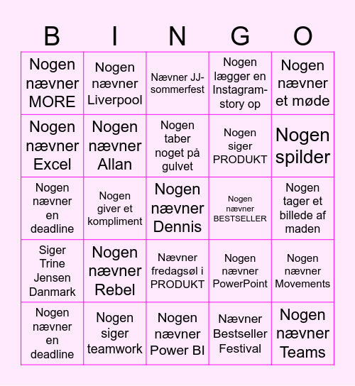 PRODUKT LADIES Bingo Card