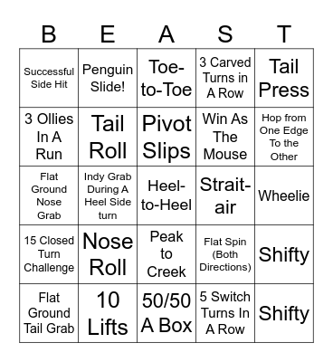 Beast Kids Bingo Card
