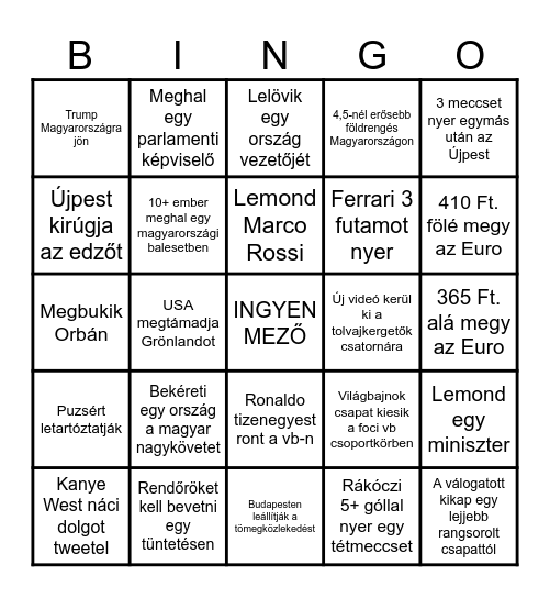2026 BINGO Card