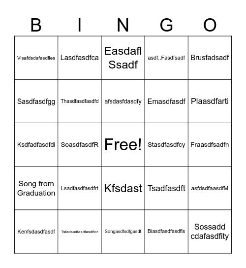 spotify dj bingo Card