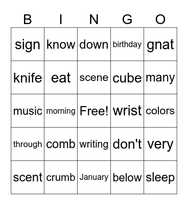 Spelling 4.1 Bingo Card