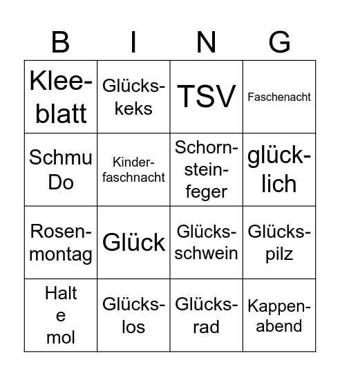 Faschenacht 2026 Bingo Card