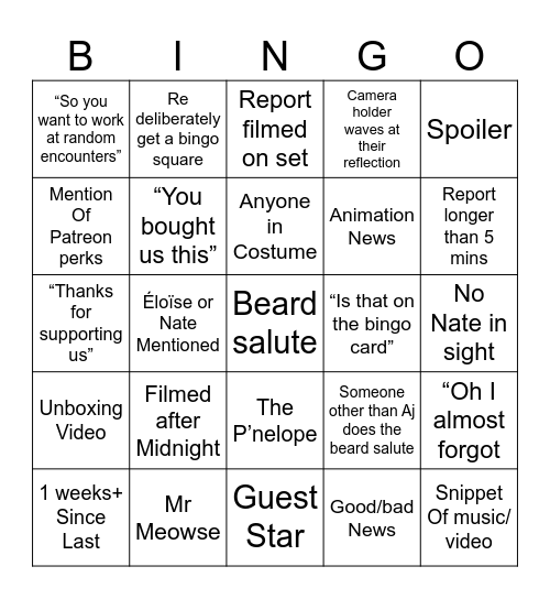REport Bingo Card