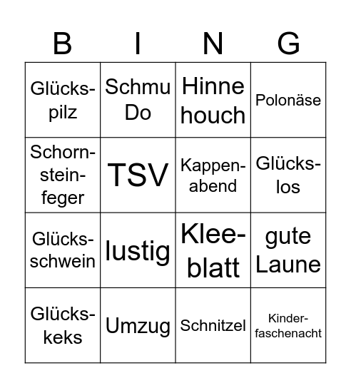 Faschenacht 2026 Bingo Card