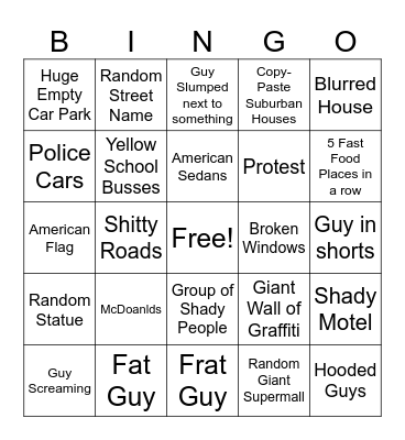 American Bingo Card