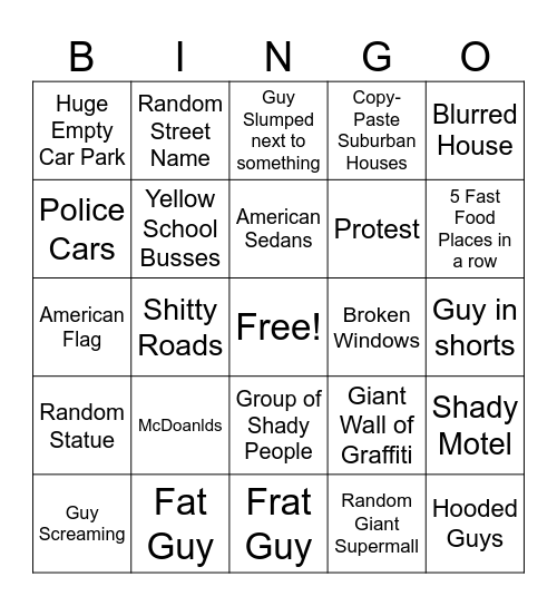 American Bingo Card