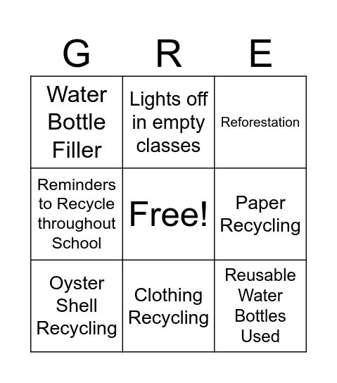 Ridgeway Green School Bingo! Bingo Card