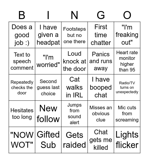 ScaredyChlo 'Who's at the door?' Bingo! Bingo Card
