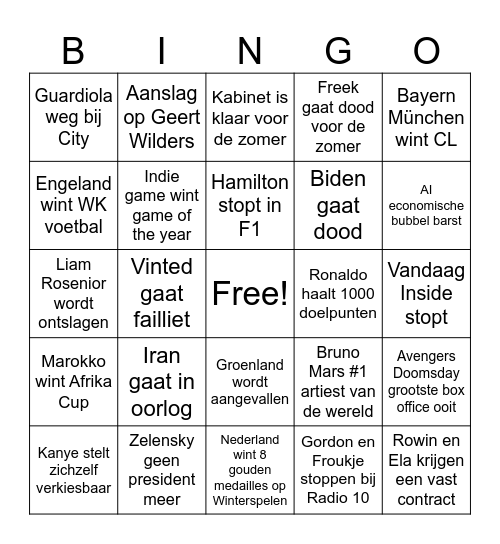 2026 Bingo Card