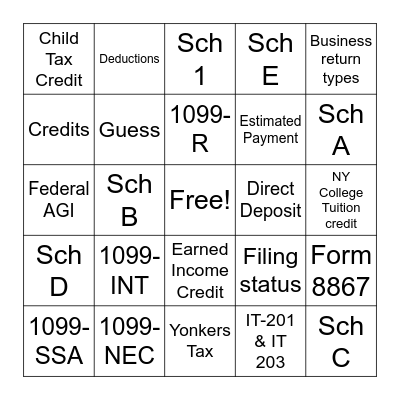 Taxes are Fund Bingo Card