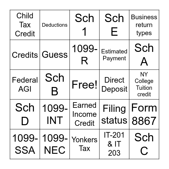 Taxes are Fund Bingo Card