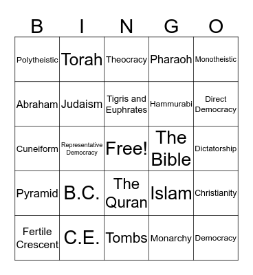 6th Grade Social Studies Review  Bingo Card
