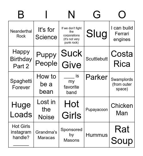 Hot Girls Bingo Card