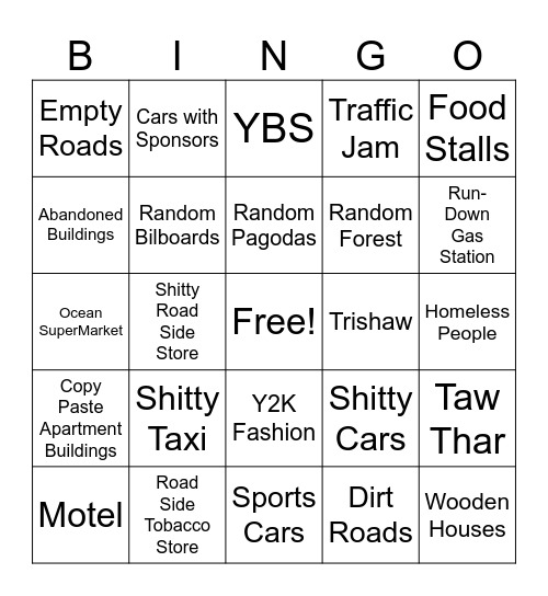 Myanmar Bingo Card