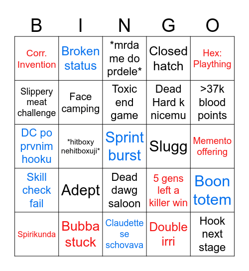 dbd bingoo Bingo Card
