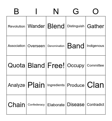 Bingo Pr. 3 Bingo Card